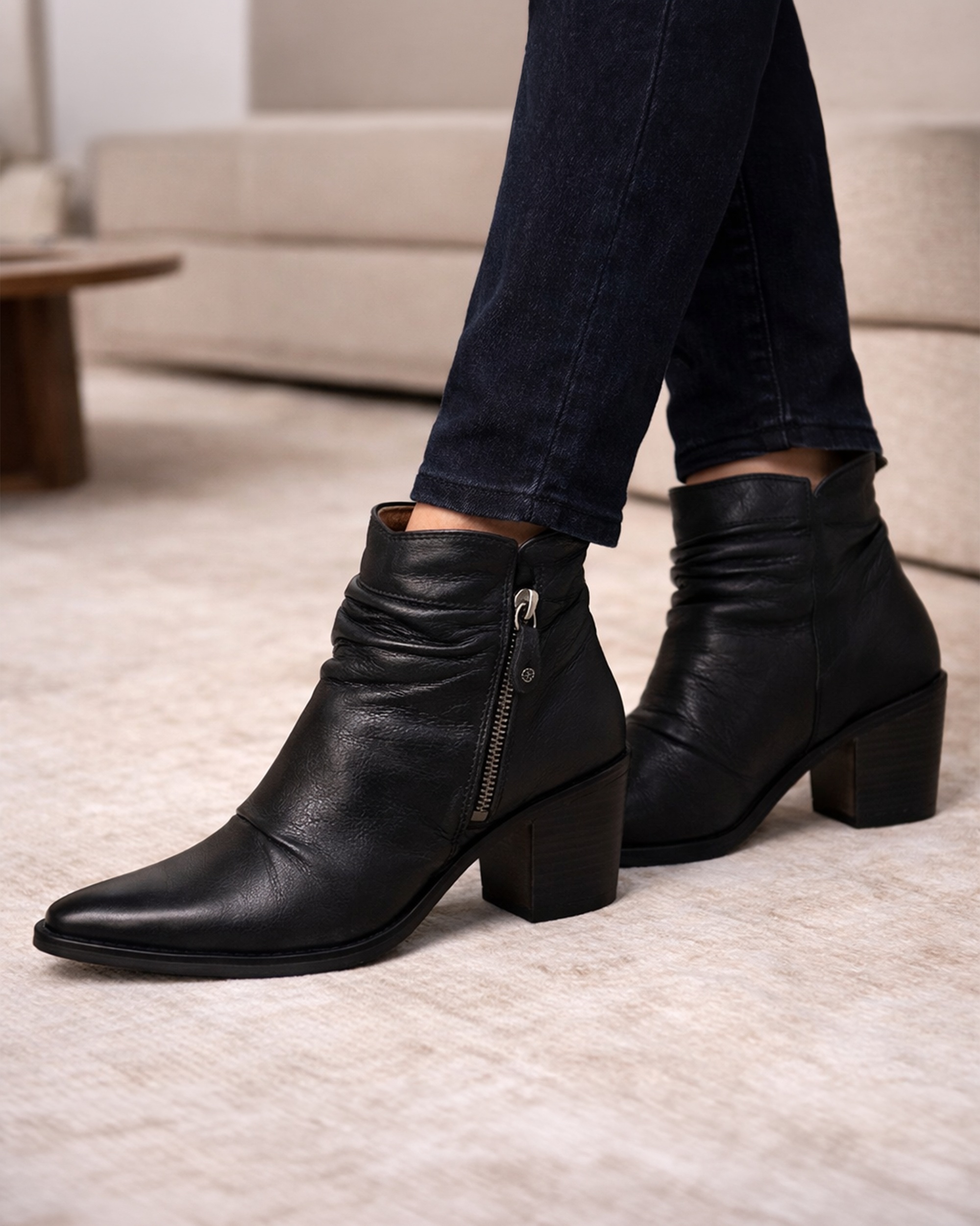 Botas de cuero negro Loren